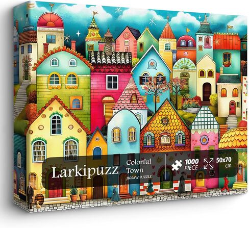 Colorful Town Puzzles for Adults 1000 Pieces, Larkipuzz Difficult City Puzzle House, Impossible Nature Street Theme as Home Art in Saudi Arabia