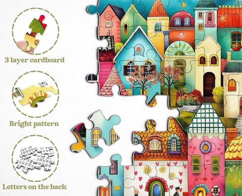Colorful Town Puzzles for Adults 1000 Pieces, Larkipuzz Difficult City Puzzle House, Impossible Nature Street Theme as Home Art in Saudi Arabia