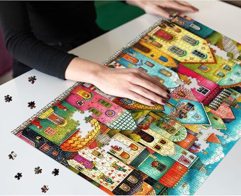 Colorful Town Puzzles for Adults 1000 Pieces, Larkipuzz Difficult City Puzzle House, Impossible Nature Street Theme as Home Art in Saudi Arabia
