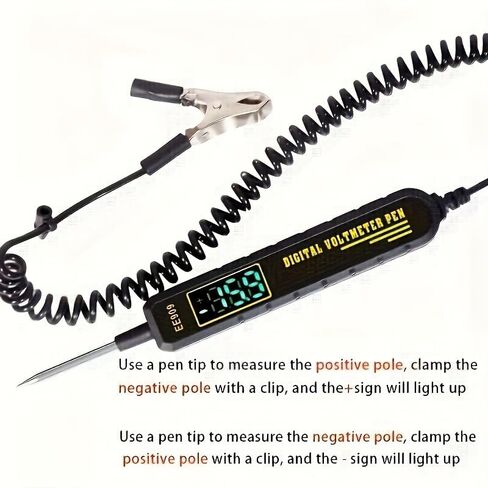 Automotive Digital Voltage Tester Pen, 3-120V DC Circuit Tester with LED Display, Bidirectional Test Light for Car Truck Motorcycle, Fuse/Generator/Polarity Testing, Heavy Duty Probe with Spring Wire in Kuwait