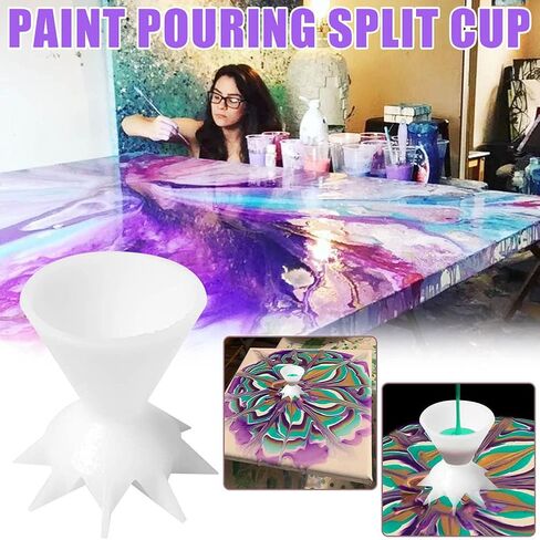 صب الطلاء، أداة طلاء أكريليك DIY، قمع صغير 7 أرجل لطلاء نمط الزهور، مثالي للفنانين الشباب والمبتدئين (أبيض) in Kuwait