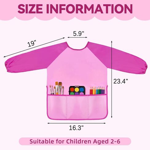 DaiUni 2 Pack Kids Art Smock, Toddler Paint Smock Painting Apron, Artist Smock for Kids 2-6 With Long Sleeve and 3 Pockets in Saudi Arabia
