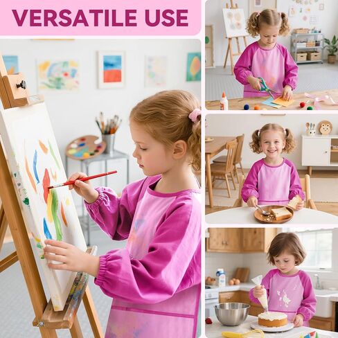 DaiUni 2 Pack Kids Art Smock, Toddler Paint Smock Painting Apron, Artist Smock for Kids 2-6 With Long Sleeve and 3 Pockets in Saudi Arabia