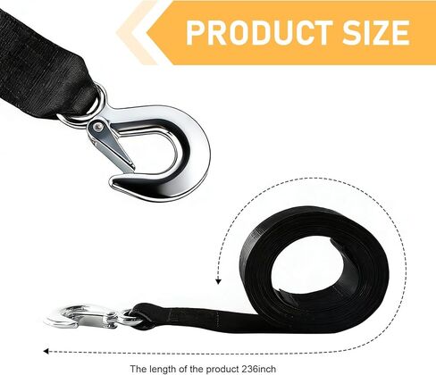 2" x 20ft Trailer Boat Winch Strap with Hook, Nylon Solid Upgrade Winch Strap for Cargo Bundling, Universal for Towing Car, ATV,Jet Ski, Trailer, Wave Runner in Saudi Arabia