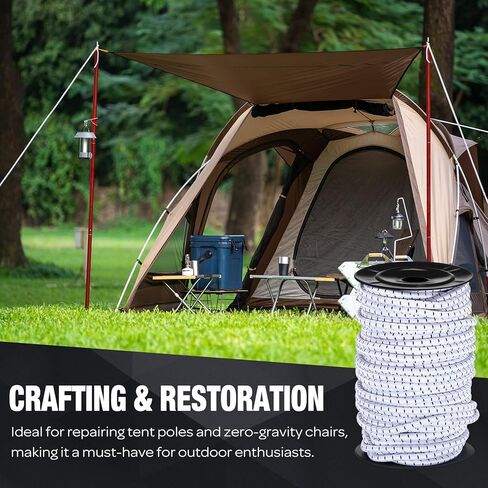 Marine 100 ft Marine Grade Bungee Cord Roll with 20 Hooks Hog Ring Pliers Kit Elastic Shock Cord for Kayak Decks Camping Tarp Binding Bicycle Racks Pet Cages and DIY Projects(Black and White) in Saudi Arabia