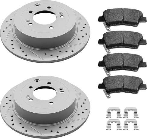 Rear Drilled & Slotted Disc Brake Rotors Ceramic Brake Pads Kit Replacement for Hyundai Tucson 2016 2017 2018 2019 2020 2021, Kia Sportage Manual Parking Brake 2017-2022 in Saudi Arabia