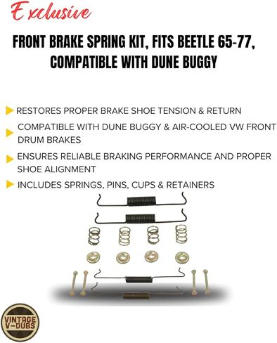 Front Brake Spring Kit, Fits Beetle 65-77, Compatible with Dune Buggy in Saudi Arabia