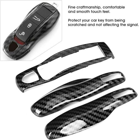 for Porsche Key Fob Cover Remote Key Cover 3pcs/Set Carbon Fiber Style Car Trim Cover Fit for Porsche Panamera Cayman//Boxster in Saudi Arabia