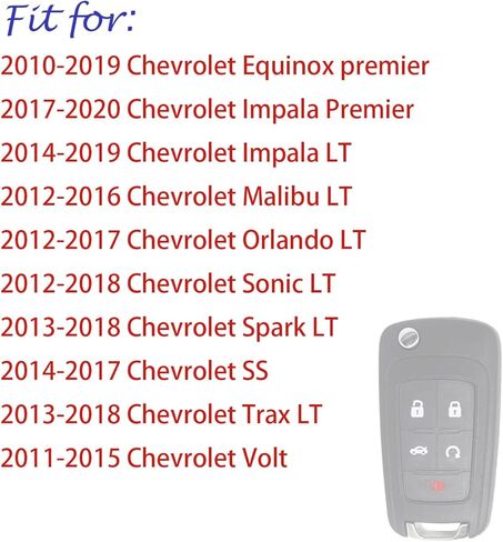 غطاء مفتاح Fob لـ Equinox Cruze: 5 أزرار حافظة مفاتيح من السيليكون مناسبة لسيارة Chevy Camaro Malibu Impala Sonic Buick Regal Crosse Cascada Verano GMC Terrain 2011 إلى 2020 (وردي) in Kuwait