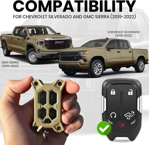 Chevy Key Fob Cover - for GMC Key Fob Cover - Silverado Sierra Accessories - Built in Bottle Opener - Fits 2019-2022 Check Fitment Guide - Custom Colors (Tan, Black Screws) in Saudi Arabia