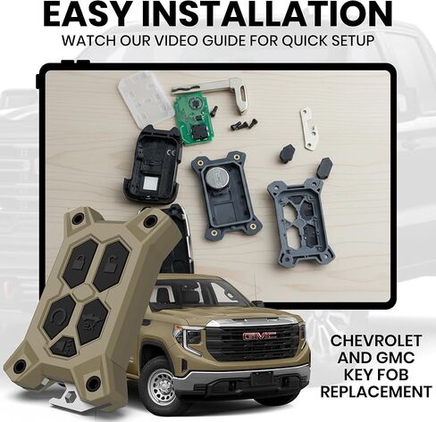 Chevy Key Fob Cover - for GMC Key Fob Cover - Silverado Sierra Accessories - Built in Bottle Opener - Fits 2019-2022 Check Fitment Guide - Custom Colors (Tan, Black Screws) in Saudi Arabia
