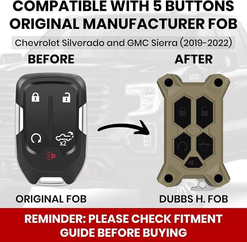 Chevy Key Fob Cover - for GMC Key Fob Cover - Silverado Sierra Accessories - Built in Bottle Opener - Fits 2019-2022 Check Fitment Guide - Custom Colors (Tan, Black Screws) in Saudi Arabia
