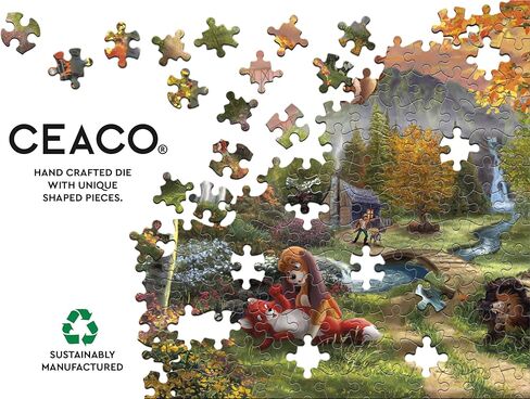 لغز CEACO The Fox & the Hound 300 قطعة - متعدد الألوان، 21.25 × 15 بوصة - ألغاز توماس كينكيد المضيئة من ديزني - ملصق متضمن لسهولة الرجوع إليه in Kuwait