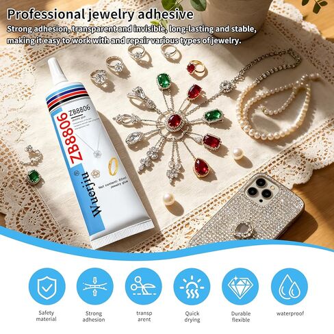 Jewelry Glue, Glue for Jewelry Making and Repair (2oz/60ml). Suitable for bonding gems, Pearls, Earrings, Rings, Bracelets, Rhinestones and Metals, Jewelry Glue for Metal and Stone. in Saudi Arabia