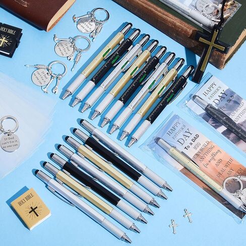 Sayglossy 12 Set Father's Day Gift Includes Multitool 6-in-1 Pens Dad Keychains and Blessing Cards with Opp Bags for Father's Day Husband Birthday Party Gift in Kuwait