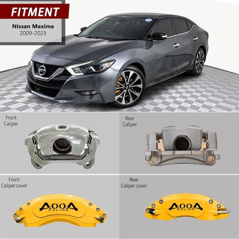 AOOA Caliper Covers Yellow with Black Characters Aluminum Brake Caliper Covers Fit for Nissan Maxima 2009-2023 （front and rear） in Saudi Arabia