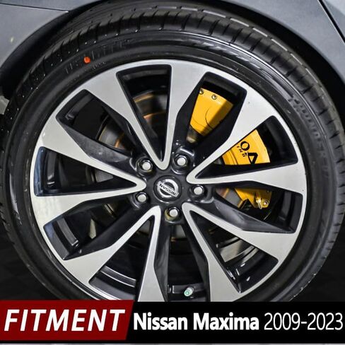 AOOA Caliper Covers Yellow with Black Characters Aluminum Brake Caliper Covers Fit for Nissan Maxima 2009-2023 （front and rear） in Saudi Arabia
