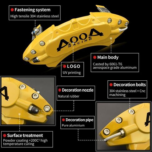 AOOA Caliper Covers Yellow with Black Characters Aluminum Brake Caliper Covers Fit for Nissan Maxima 2009-2023 （front and rear） in Saudi Arabia