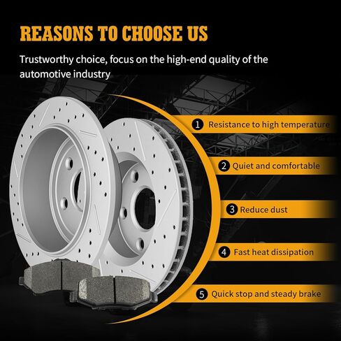 Disc Brake Kits with Pads and Rotors Front & Rear Drilled Slotted Vented Rotor for 2007 2008 2009 2010 2011 2012 2013 2014 2015 2016 2017 Jeep Wrangler 2018 Wrangler Jk in Saudi Arabia