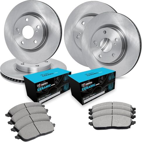 R1 Concepts Front and Rear Brake Kit Fits 2000-2009 Honda S2000| Ceramic Brake Pads and Blank Brake Rotors| 12.0" Front & 11.0" Rear in Kuwait