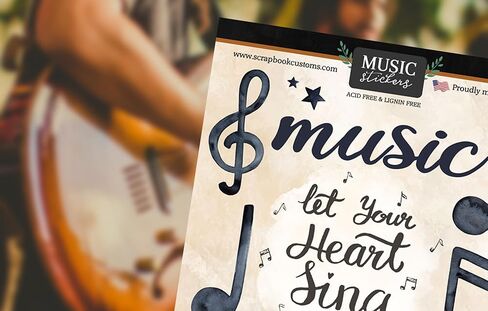 Concert Scrapbook Stickers - Sheet with Musical Notes, Music Phrases Design - Orchestra, Symphony, Recital Planner Set - 2 Items in Kuwait