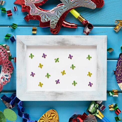 JarThenaAMCS 2400 Pcs Mardi Gras Mini Stickers Purple Yellow Green Sparkly Laser Fleur De Lis Self-Adhesive Sticker Decals for Envelope Journal Decor Carnival Party Supplies, 0.5 Inch in Kuwait