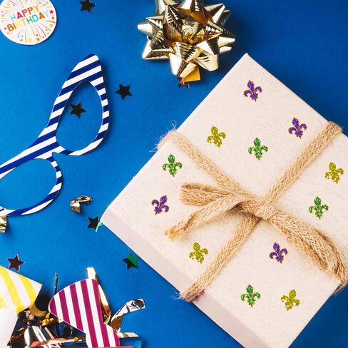 JarThenaAMCS 2400 Pcs Mardi Gras Mini Stickers Purple Yellow Green Sparkly Laser Fleur De Lis Self-Adhesive Sticker Decals for Envelope Journal Decor Carnival Party Supplies, 0.5 Inch in Kuwait