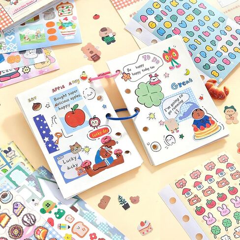 2 Pack Japanese Sticker Book, 60 Sheets Kawaii Korean Stickers Japanese Aesthetic Stationery Decoration Stickers for Adult DIY Planners Junk Journaling Scrapbook Diary Notebooks in Saudi Arabia
