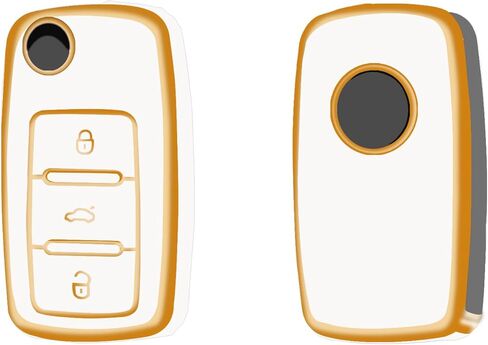 غطاء حافظة مفاتيح VW Key Fob، حماية كاملة من مادة TPU غطاء حافظة مفتاح Fob مناسب لملحقات سيارة VW Volkswagen Jetta Beetle Tiguan Passat Polo Golf حامل المفاتيح الذكية، أرجواني in Kuwait