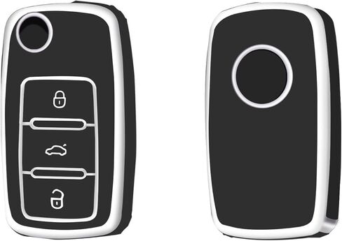 غطاء حافظة مفاتيح VW Key Fob، حماية كاملة من مادة TPU غطاء حافظة مفتاح Fob مناسب لملحقات سيارة VW Volkswagen Jetta Beetle Tiguan Passat Polo Golf حامل المفاتيح الذكية، أرجواني in Kuwait