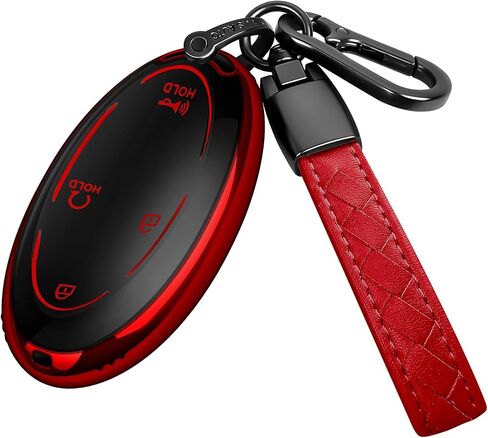 Key Fob Cover with Keychain Soft Full Protection Key Shell Key Case Compatible with Hyundai 2023 2024 2025 Ioniq 6 Grandeur GN7 KONA Smart Key (Red, 5 Buttons) in Kuwait