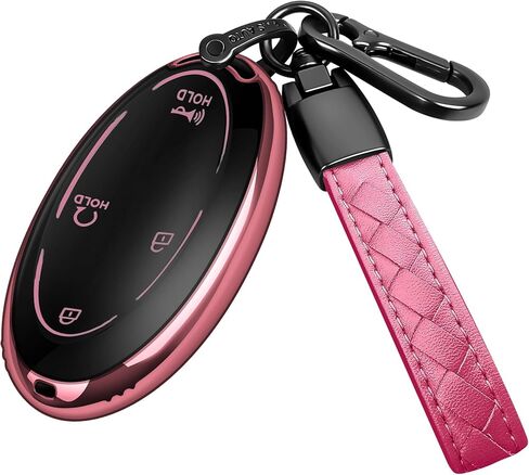 Key Fob Cover with Keychain Soft Full Protection Key Shell Key Case Compatible with Hyundai 2023 2024 2025 Ioniq 6 Grandeur GN7 KONA Smart Key (Red, 5 Buttons) in Kuwait