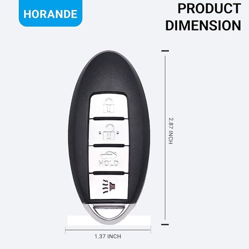 Horande 4 Buttons Replacement Key Fob Cover fit for Nissan Altima Maxima Murano Infiniti EX35 FX35 FX37 FX50 G25 G35 G37 Q40 Q60 QX70 370Z Keyless Entry Key Fob Case Shell in Kuwait