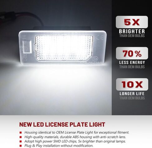 مجموعة مصابيح ضوء لوحة ترخيص مُضاء لشركة فيات 500X 2014-2019 6000K أبيض LED أضواء لوحة ترخيص العلامة الخلفية مدمجة في CanBus خالية من الأخطاء in Kuwait