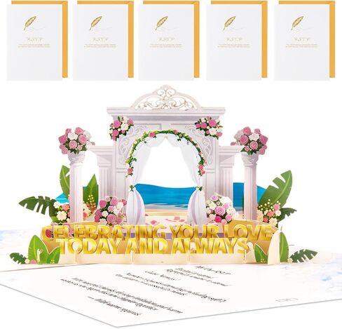 Magic Ants Just Married 3D Pop Up Wedding Card, Vintage Car with Floral Watercolor Cover, Romantic Card for Bride and Groom, Engagement, Bridal Shower, Newlyweds, Wedding Congratulations in Saudi Arabia
