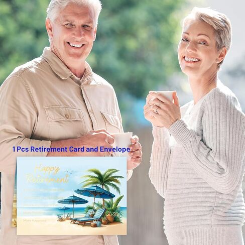ceiba tree Happy Retirement Card with Envelope 5 x 7 inch Message Inside 1 Pcs Gold Foil Beach Design in Kuwait