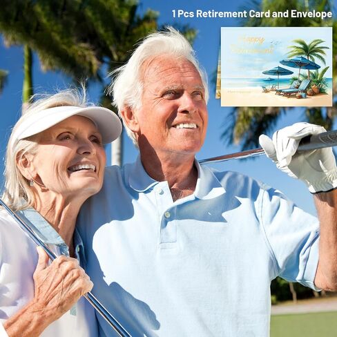 ceiba tree Happy Retirement Card with Envelope 5 x 7 inch Message Inside 1 Pcs Gold Foil Beach Design in Kuwait