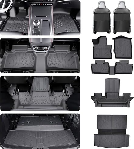 Gygy Floor Mats for Ford Explorer 2020-2025 2026 6 Passenger, Custom Fit All Weather car floor mats TPE car mats, Easy Clean Floor Liners, Explorer Accessories floor mats for cars, 5pcs Full Set Black in Saudi Arabia