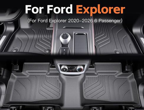 Gygy Floor Mats for Ford Explorer 2020-2025 2026 6 Passenger, Custom Fit All Weather car floor mats TPE car mats, Easy Clean Floor Liners, Explorer Accessories floor mats for cars, 5pcs Full Set Black in Saudi Arabia