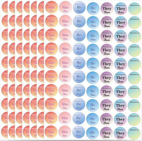 700 Pcs Pronoun Stickers My Pronoun are Labels 1 Inch - They Them He Him She Her Name Tag Identity Labels for Party Conference Kids Boys Girls (Solid Color) in Saudi Arabia