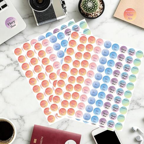 700 Pcs Pronoun Stickers My Pronoun are Labels 1 Inch - They Them He Him She Her Name Tag Identity Labels for Party Conference Kids Boys Girls (Solid Color) in Saudi Arabia