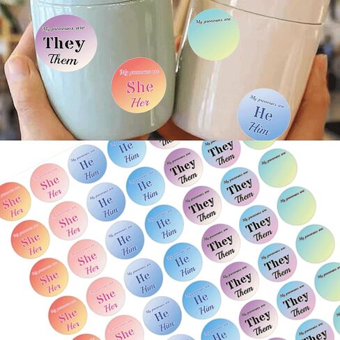 700 Pcs Pronoun Stickers My Pronoun are Labels 1 Inch - They Them He Him She Her Name Tag Identity Labels for Party Conference Kids Boys Girls (Solid Color) in Saudi Arabia