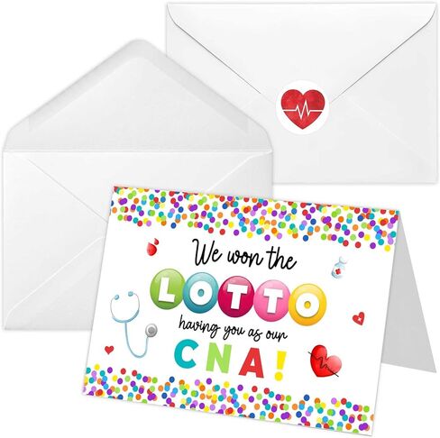 Lofaris 25 Sets CNA Thank You Cards with Envelopes and Stickers, We Won the Lottery Having You as Our CNA Appreciation Gifts for CNA Week, Bulk Heartfelt Nurse Greeting Cards, 4x6 Inch in Kuwait