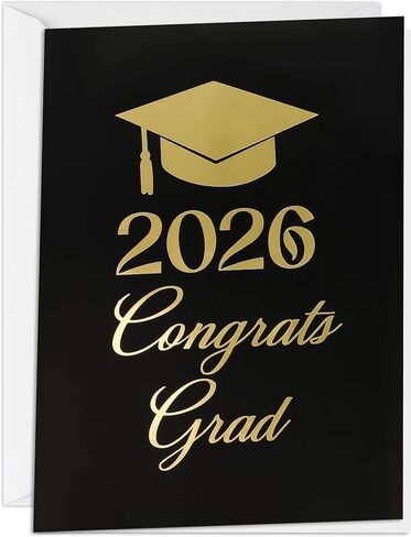 Colarr 2026 Graduation Card Gifts for High School College Graduations Card for Him Her Black Gold, 6 x 8'' Congrats Grad Cards with Envelope Gold Foil Cover Motivational Congrats Gift in Kuwait