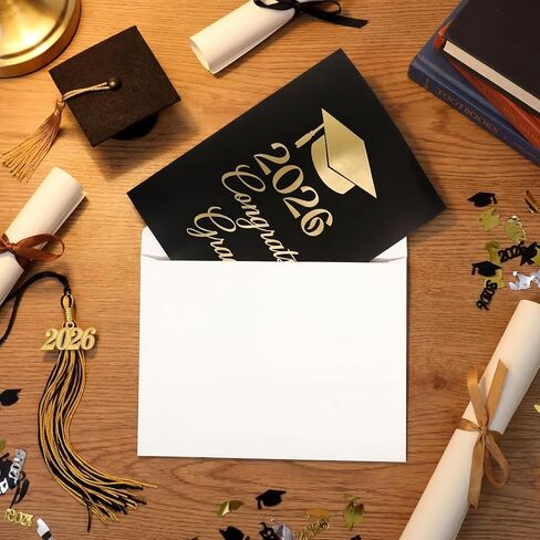 Colarr 2026 Graduation Card Gifts for High School College Graduations Card for Him Her Black Gold, 6 x 8'' Congrats Grad Cards with Envelope Gold Foil Cover Motivational Congrats Gift in Kuwait