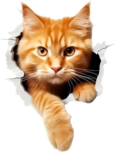 3D Cat Peeking Car Stickers, 5.5-Inch Self-Adhesive Vinyl 2-Pack, Cute Orange Ginger Cat Car Decals and Bumper Stickers for Vehicles, Laptop, Motorcycle, Refrigerator, Glossy Durable Finish in Saudi Arabia