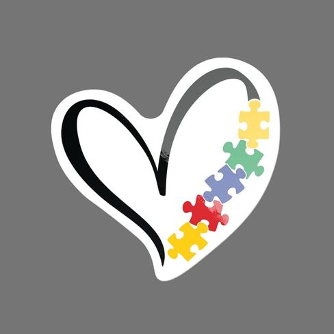 Black Heart Autism Love (2 Pack) Vinyl Decal Sticker - Car Truck Van SUV Window Wall Cup Laptop - Two 5 Inch Decals - MKS2037 in Kuwait