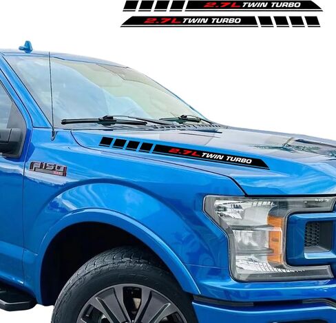 2.7L Twin Turbo Pickup Truck Engine Hood Decals Emblem for Ford F-150 Ecoboost V6 2Pcs (2.7 L) in Kuwait