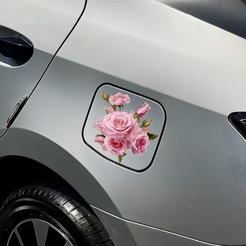 Waterproof Pink Rose Car Stickers – 5.5 Inch Removable Vinyl Floral Decals for Cars Motorcycles, Bikes SUVs, Laptops Suitcases Refrigerators Toilets Doors Scratch-Resistant Decorative Stickers 2 Pack in Saudi Arabia