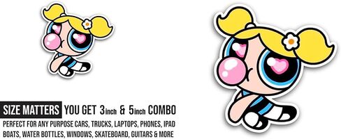 2 (Pieces) 3" and 5" P0werpuff Girls Sticker, Waterproof Vinyl Decals for Many Purpose Like Cars, Trucks, Laptops, Phones, Windows and More in Saudi Arabia